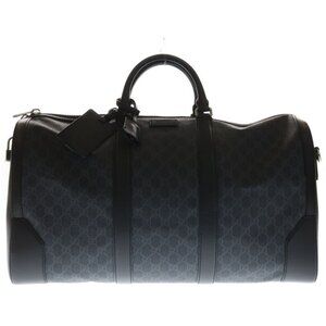 Gucci GG Supreme 2-Way Boston Bag Black Leather